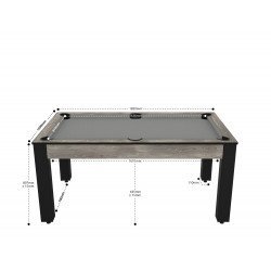 Billard Texas 6 pieds convertible en table à manger 6 personnes Coloris industriel tapis gris De Faugères