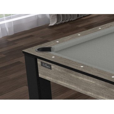 Billard Texas 6 pieds convertible en table à manger 6 personnes Coloris industriel tapis gris De Faugères A009A026A038A073