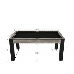 Billard Texas 6 pieds convertible en table à manger 6 personnes Coloris industriel tapis noir De Faugères