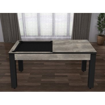 Billard Texas 6 pieds convertible en table à manger 6 personnes Coloris industriel tapis noir De Faugères A009A027A039A073