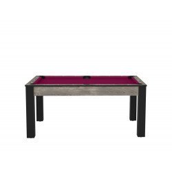 Billard Texas 6 pieds convertible en table à manger 6 personnes Coloris industriel tapis prune De Faugères