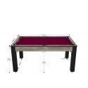 Billard Texas 6 pieds convertible en table à manger 6 personnes Coloris industriel tapis prune De Faugères