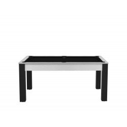 Billard Texas 6 pieds convertible en table à manger 6 personnes Coloris blanc boisé tapis noir De Faugères