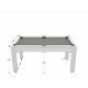 Billard Texas 6 pieds convertible en table à manger 6 personnes Coloris blanc laqué tapis gris De Faugères A011A026A038A074