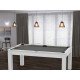 Billard Texas 6 pieds convertible en table à manger 6 personnes Coloris blanc laqué tapis gris De Faugères A011A026A038A074