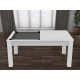 Billard Texas 6 pieds convertible en table à manger 6 personnes Coloris blanc laqué tapis gris De Faugères A011A026A038A074