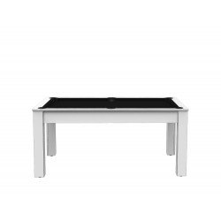 Billard Texas 6 pieds convertible en table à manger 6 personnes Coloris blanc laqué tapis noir De Faugères