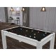 Billard Texas 6 pieds convertible en table à manger 6 personnes Coloris blanc laqué tapis noir De Faugères A011A027A039A074