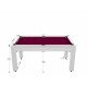 Billard Texas 6 pieds convertible en table à manger 6 personnes Coloris blanc laqué tapis prune De Faugères A011A028A040A074