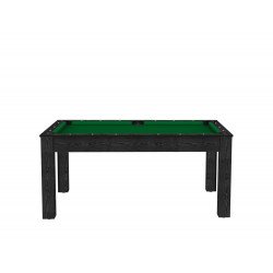Billard Texas 6 pieds convertible en table à manger 6 personnes Coloris noir boisé tapis vert De Faugères