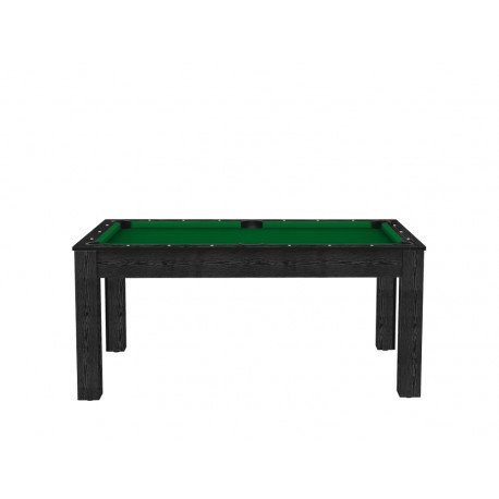 Billard Texas 6 pieds convertible en table à manger 6 personnes Coloris noir boisé tapis vert De Faugères A013A023A035A079