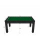 Billard Texas 6 pieds convertible en table à manger 6 personnes Coloris noir boisé tapis vert De Faugères A013A023A035A079