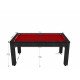 Billard Texas 6 pieds convertible en table à manger 6 personnes Coloris noir boisé tapis rouge De Faugères A013A025A037A079