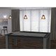Billard Texas 6 pieds convertible en table à manger 6 personnes Coloris noir grainé tapis gris De Faugères A014A027A038A076