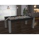 Billard Texas 6 pieds convertible en table à manger 6 personnes Coloris noir grainé tapis gris De Faugères A014A027A038A076
