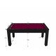 Billard Texas 6 pieds convertible en table à manger 6 personnes Coloris noir grainé tapis prune De Faugères A014A028A040A073