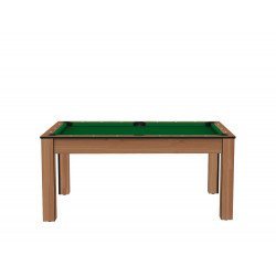 Billard Texas 6 pieds convertible en table à manger 6 personnes Coloris hêtre boisé tapis vert De Faugères