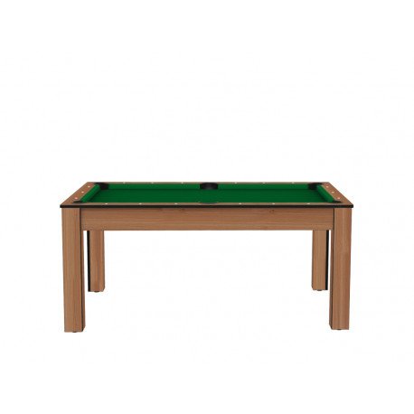 Billard Texas 6 pieds convertible en table à manger 6 personnes Coloris hêtre boisé tapis vert De Faugères A015A023A035A077