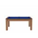 Billard Texas 6 pieds convertible en table à manger 6 personnes Coloris hêtre boisé tapis bleu De Faugères A015A024A036A077