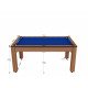 Billard Texas 6 pieds convertible en table à manger 6 personnes Coloris hêtre boisé tapis bleu De Faugères A015A024A036A077