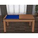 Billard Texas 6 pieds convertible en table à manger 6 personnes Coloris hêtre boisé tapis bleu De Faugères A015A024A036A077