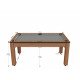 Billard Texas 6 pieds convertible en table à manger 6 personnes Coloris hêtre boisé tapis gris De Faugères A015A026A038A077