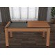 Billard Texas 6 pieds convertible en table à manger 6 personnes Coloris hêtre boisé tapis gris De Faugères A015A026A038A077
