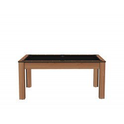 Billard Texas 6 pieds convertible en table à manger 6 personnes Coloris hêtre boisé tapis noir De Faugères