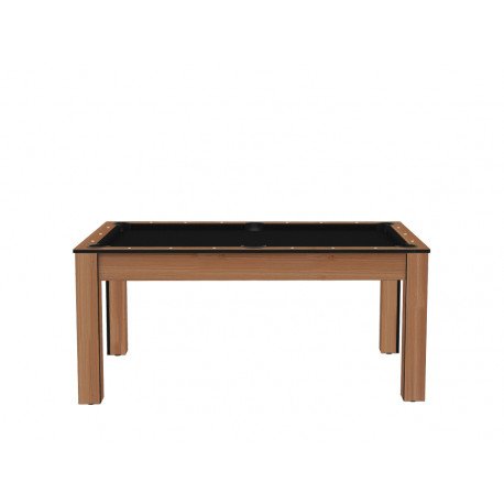 Billard Texas 6 pieds convertible en table à manger 6 personnes Coloris hêtre boisé tapis noir De Faugères A015A027A039A077