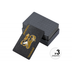 Lot de 3 paquets de 54 cartes brillantes PET waterproof Coloris Noir DF SPORTS B198