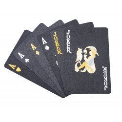 Lot de 3 paquets de 54 cartes brillantes PET waterproof Coloris Noir DF SPORTS