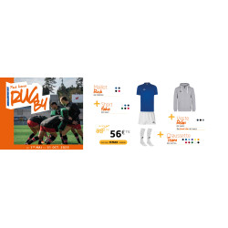 Pack LICENCE Rugby maillot RUCK short HAKA chaussettes TEAM veste ou sweat RELAX ELDERA