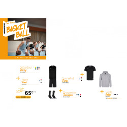 Pack LICENCE Basket débardeur DERBY short DUNK chaussettes TENNIS PRO surmaillot DUNK veste ou sweat RELAX ELDERA