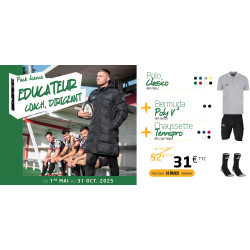 Pack LICENCE Educateur polo CLASSICO bermuda POLY V² chaussettes TENNIS PRO ELDERA
